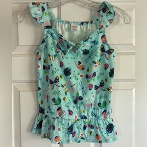 Gymboree Girls teal flutter-sleeve tank